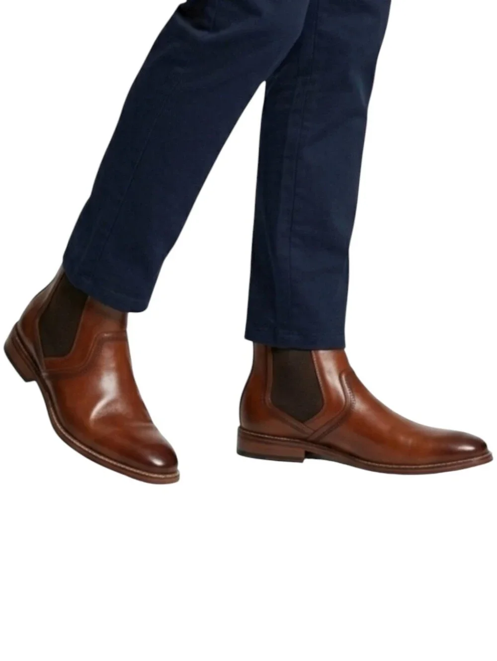 Stacy Adams Men's Cognac Leather Chelsea Boots - Size 11.5 M